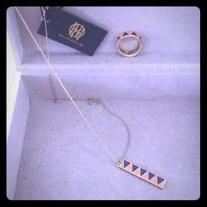 House of Harlow peach and black jewelry set